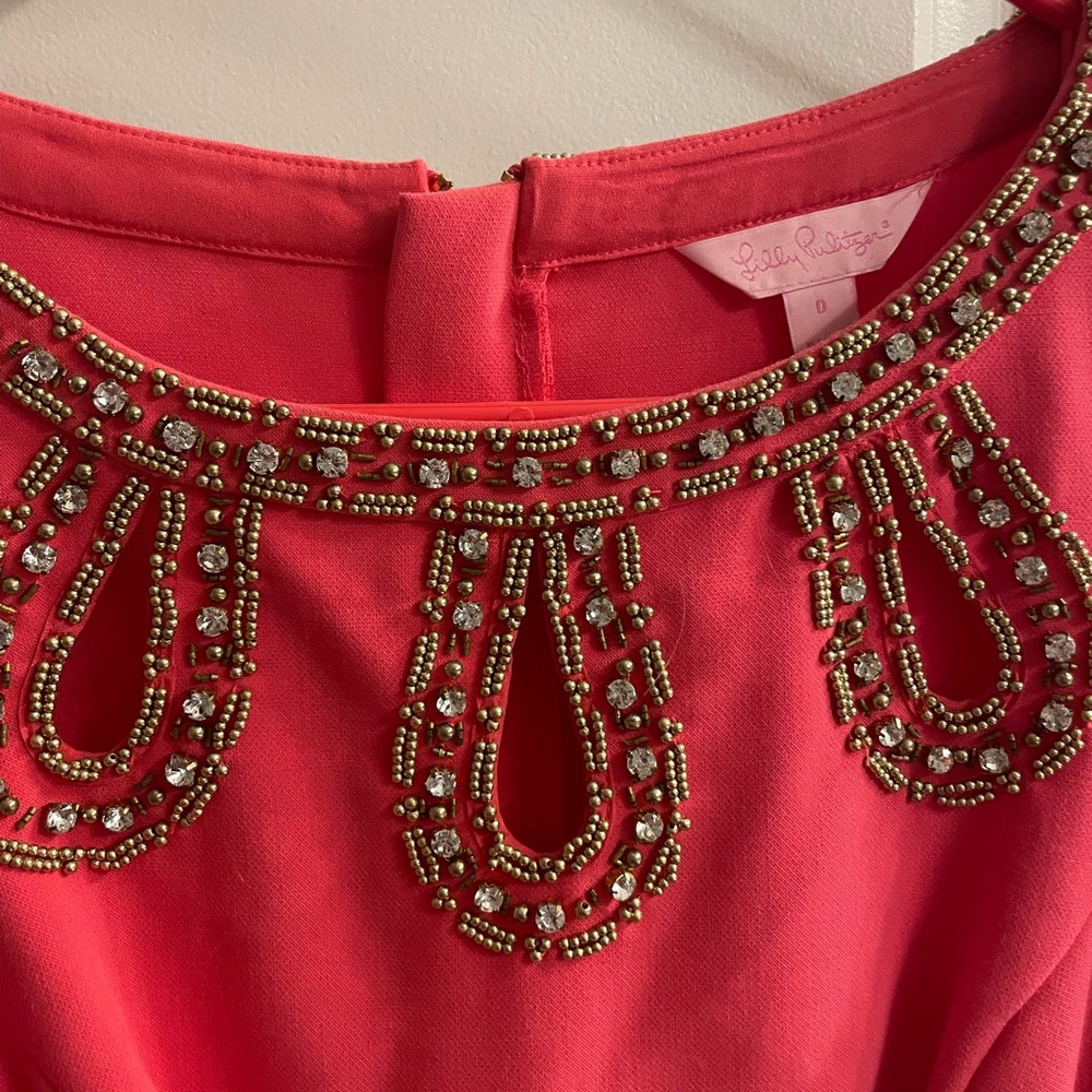 Hot pink Lilly Pulitzer shift dress classic rhinestone size 0 XS